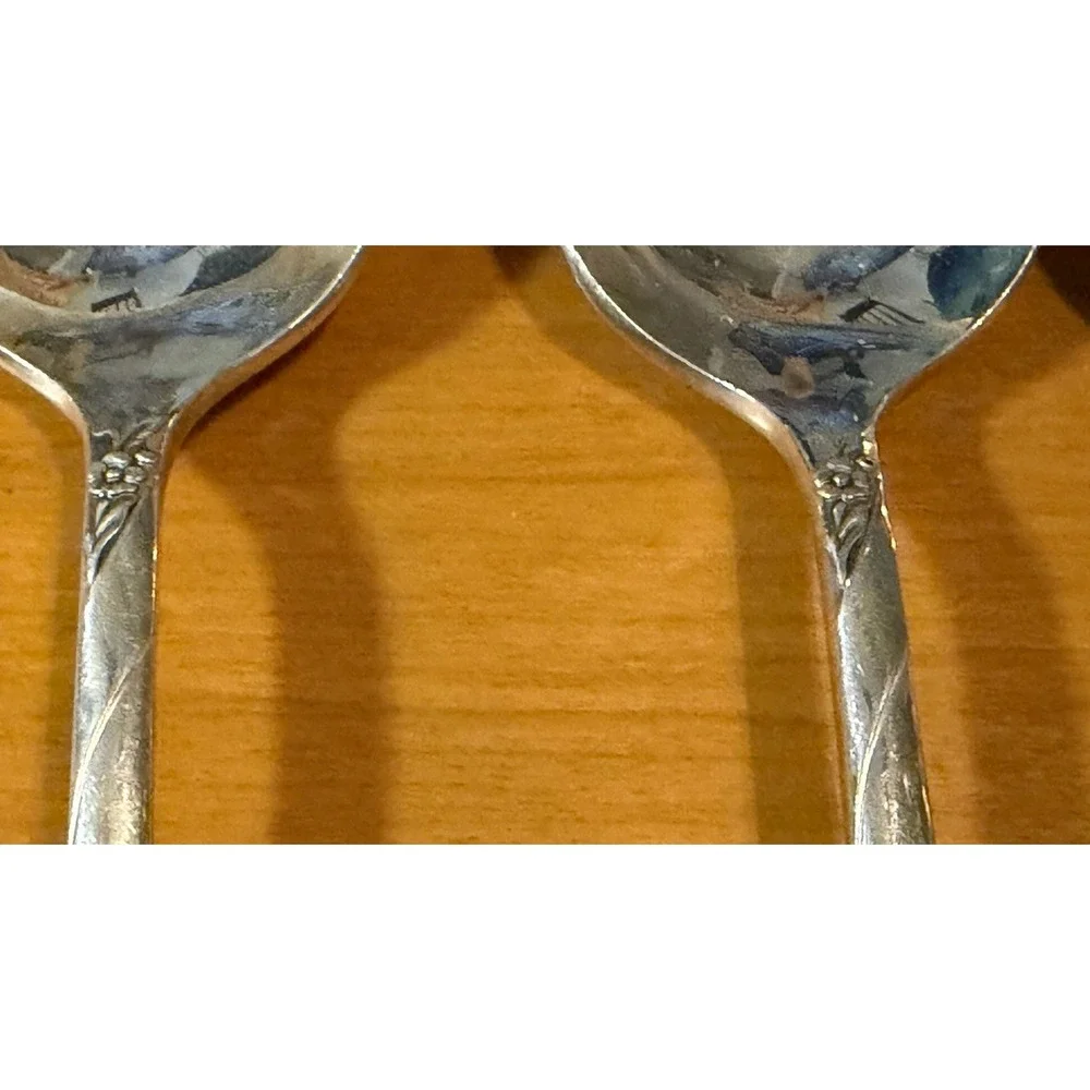 Lot 4 Oneida Community Evening Star Silverplate Tablespoons Serving Spoons 8.5